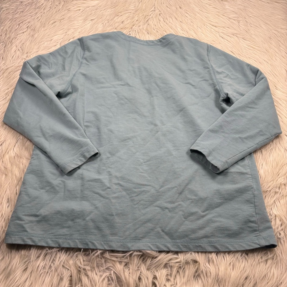 L.L. Bean Women's L Blued Terry Pearl Snap Knit Cardigan Shirt‎ Coastal Grandma - Picture 5 of 5